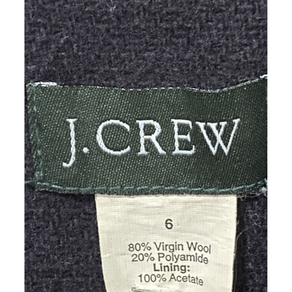 J Crew Womens Size 6 Melton Wool Classic Pea Coat Navy Blue Belted Jacket - Picture 3 of 5